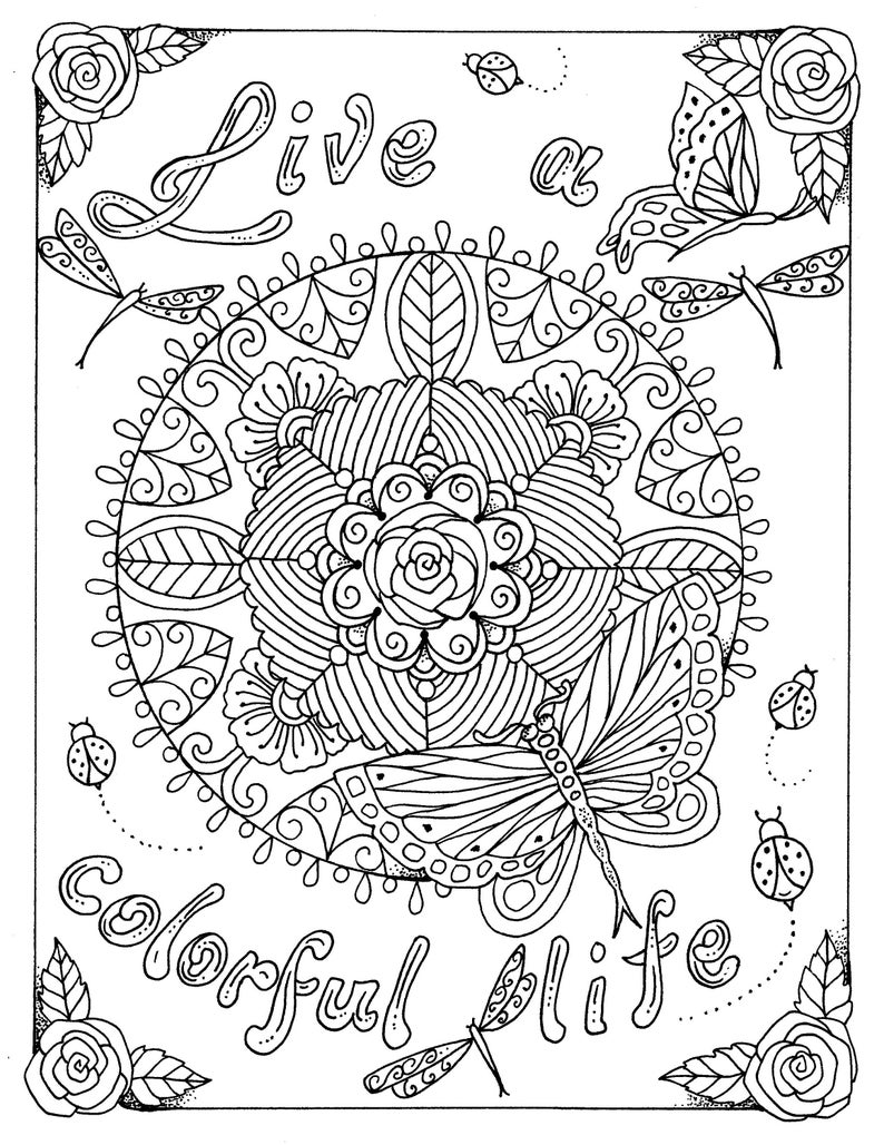 Instant download Coloring page Live a colorful life digi | Etsy