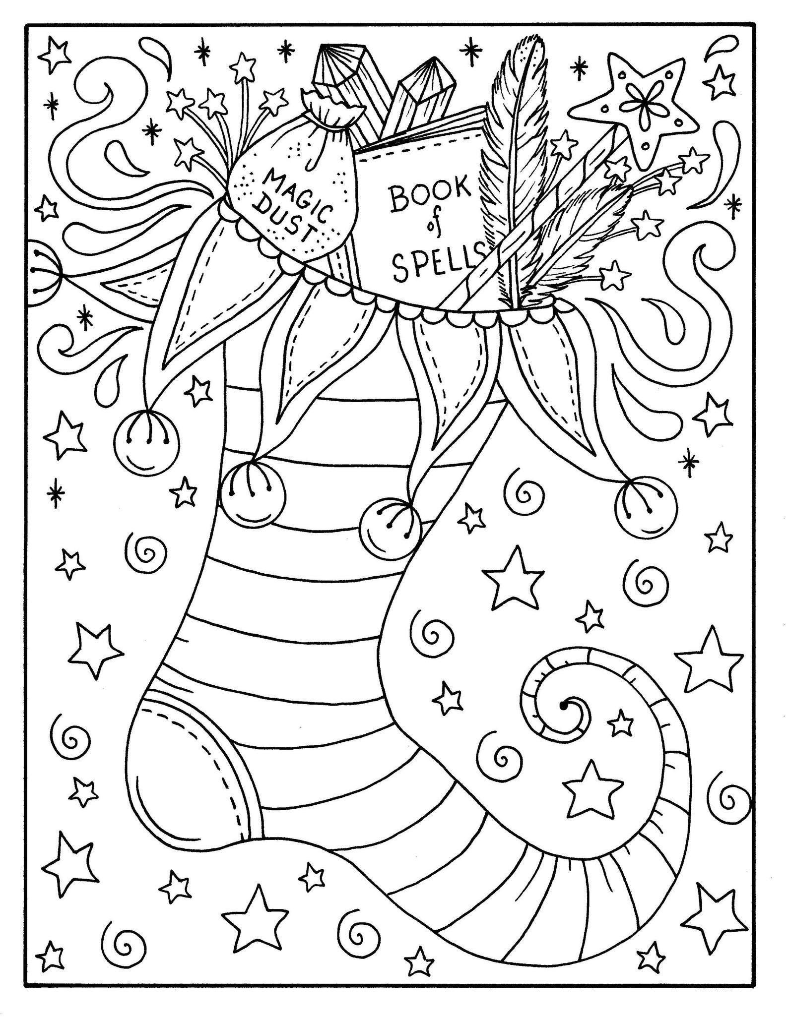 Christmas Magic Digital Coloring Book Pages Fantasy Art, Adult Color ...