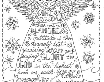 Christmas Angel Christian Coloring page Adult coloring Books pages Scriptures