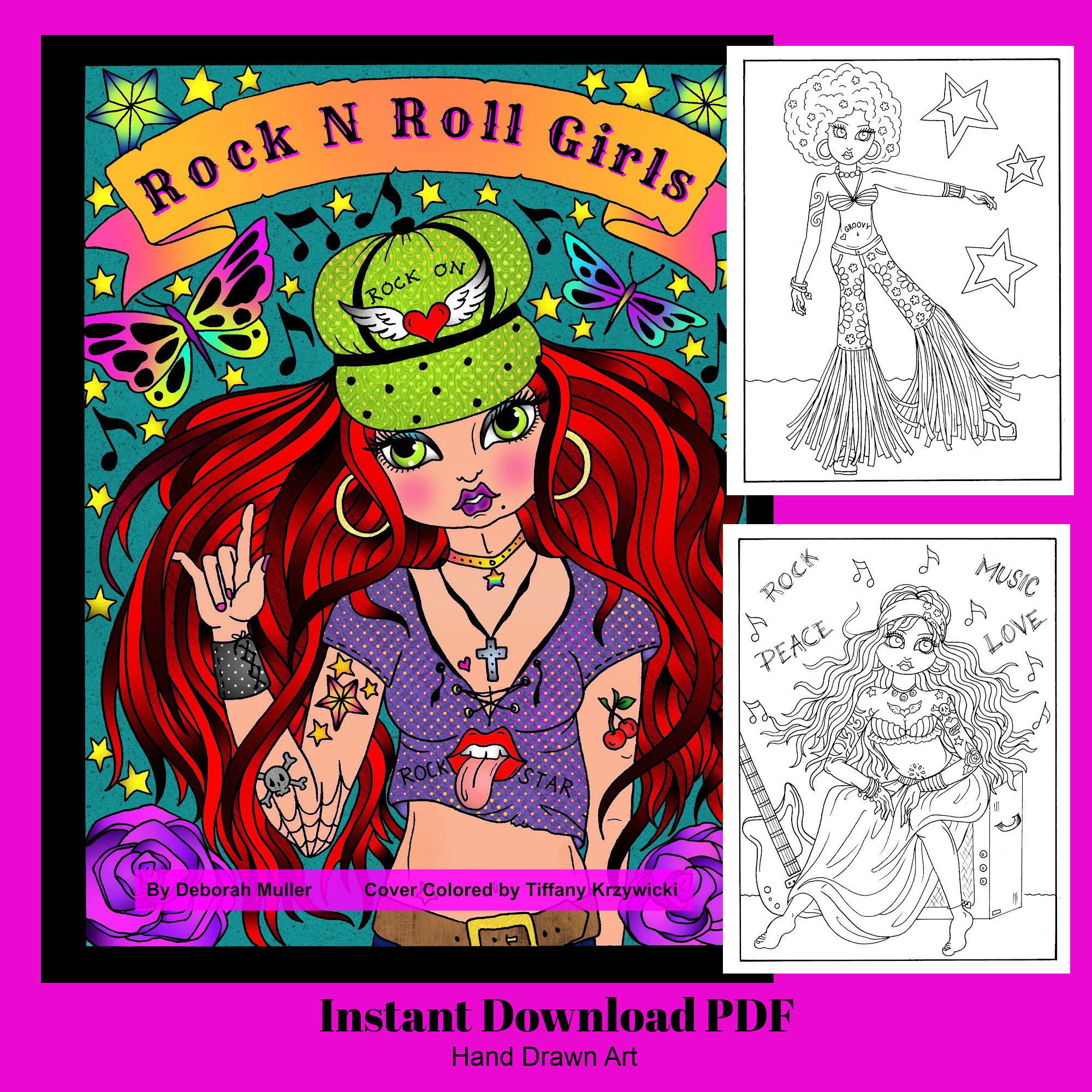 激安/新作 Coloring Digital Girls Roll N Rock Book. of Pages 40 Over アート・デザイン・音楽