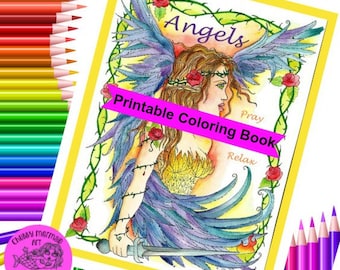 Angels Digital Download Coloring Book digi, angel, christian, adult coloring, digi stamps
