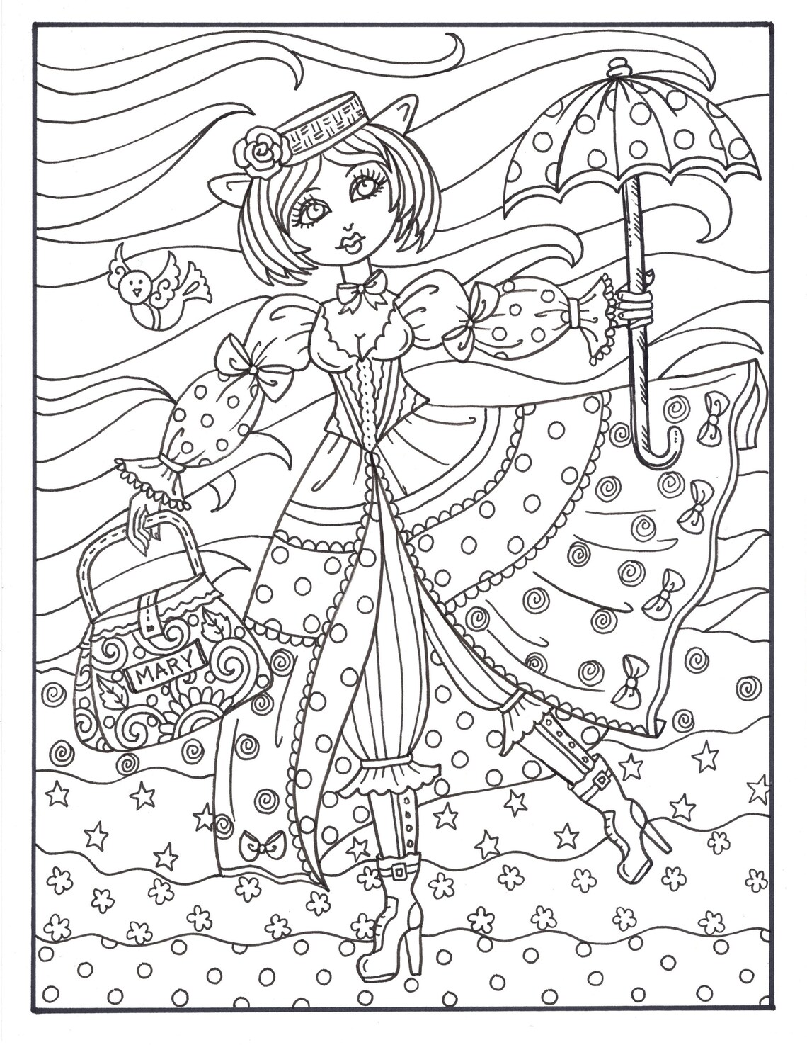 Printable Storybook and Fairytale Girls Coloring Book. Fun, Cute ...