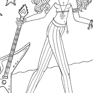 Rock N Roll Girls Digital Coloring Book. Ponad 40 stron kolorowania ...