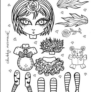 Instant Download Funky Fairy Paper Doll Be the Artist Coloring page