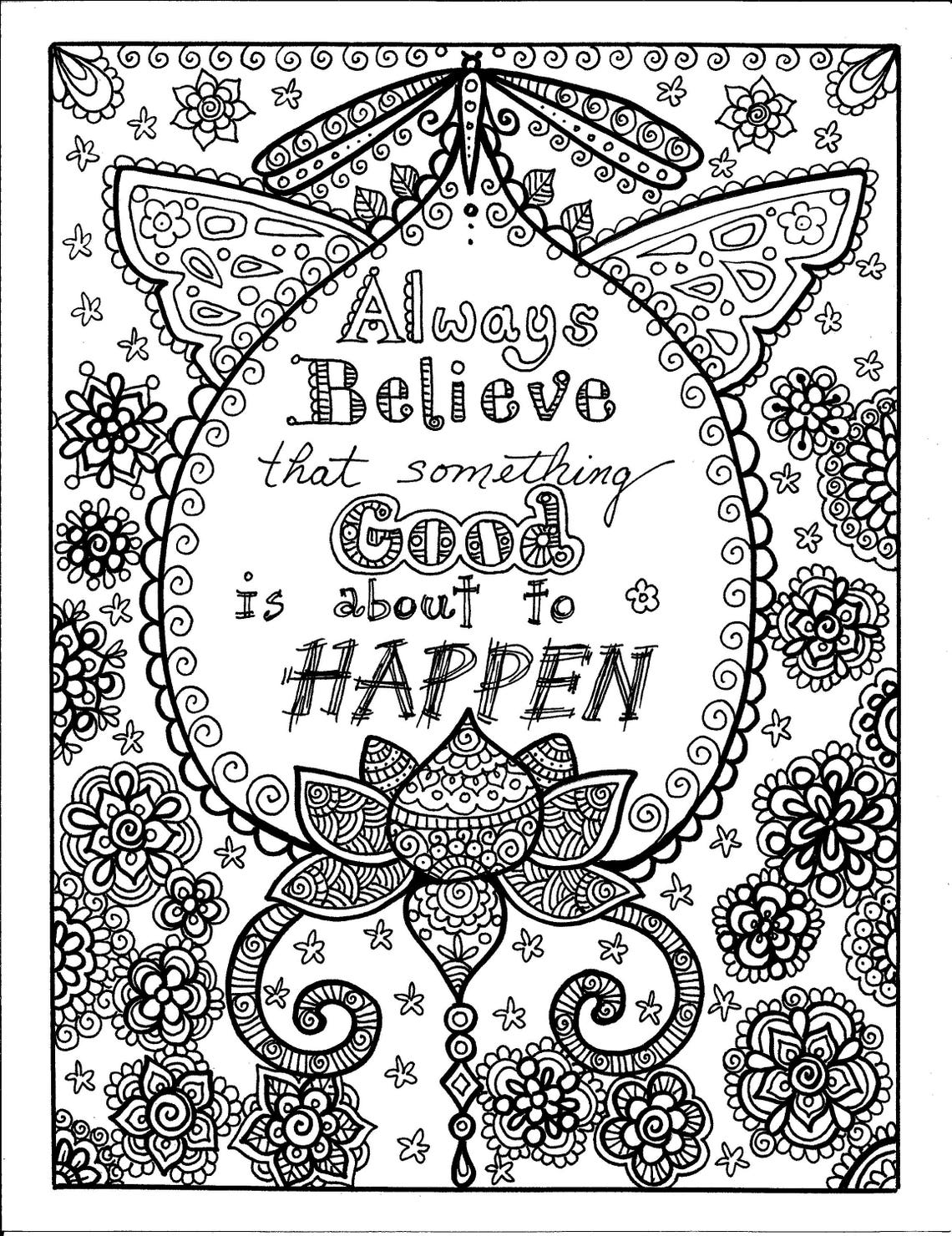 5 Pages Inspiring Coloring pages mantras/yoga/peace/om/Adult | Etsy