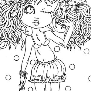 Creepy but Cute Girls Coloring Book. Digital, instant download, PDF. Halloween, Pop Manga, Gothic, Monsters, Ghosts. image 3