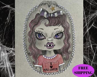 ORIGINAL WATERCOLOR art. Fantasy art, Gothic Halloween