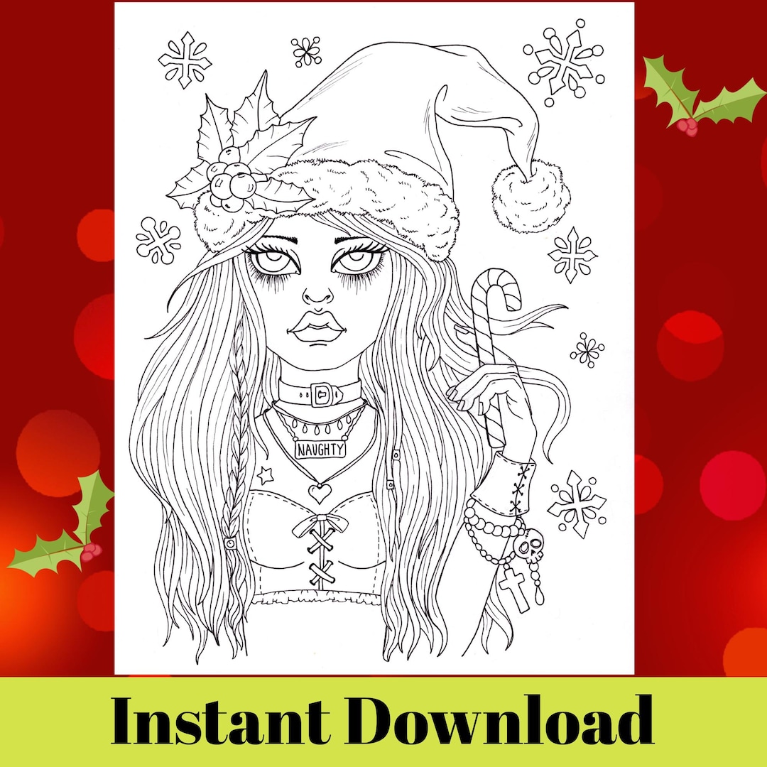 Naughty Elf Christmas Coloring Page. Christmas Coloring Fun. Holiday ...