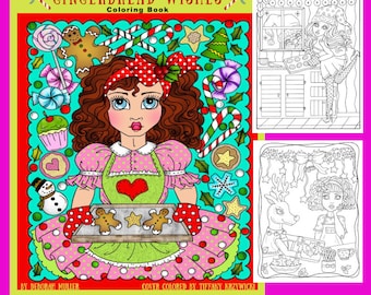 Peppermint Kisses & Gingerbread Wishes Christmas Coloring Book. Adult coloring, whimsical coloring fun! Holiday coloring magic.
