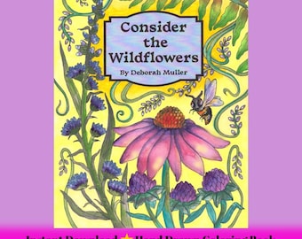 Considera il libro da colorare "Fiori selvatici" in formato PDF con versetti biblici. Un viaggio di speranza. Illustrazioni disegnate a mano. Nessuna intelligenza artificiale.