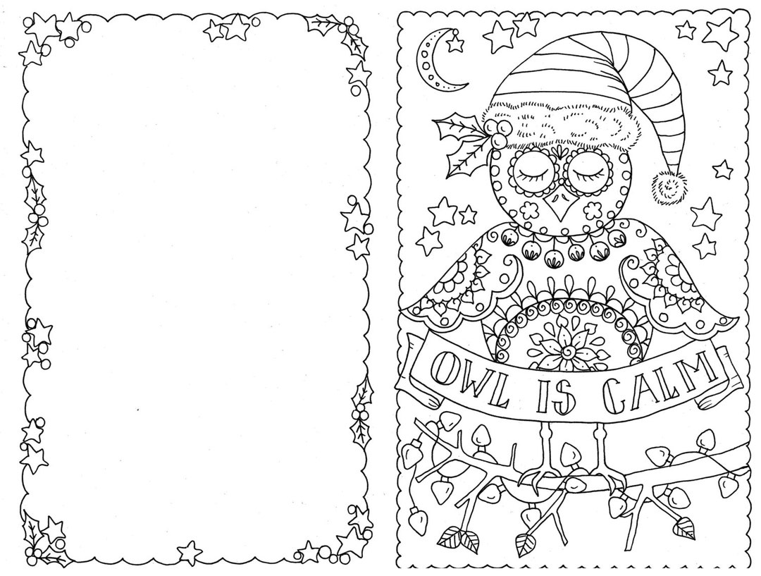 4 Cards to Color Owl Christmas Cards You Be the Artist Color and Create ...