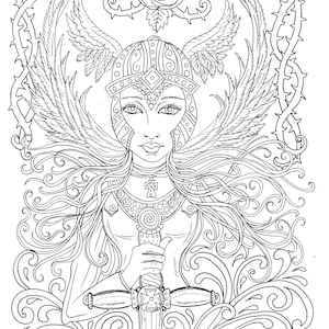 Warrior Angel Coloring page Adult Christian Color Scripture/church/bible/digital/digi/heaven