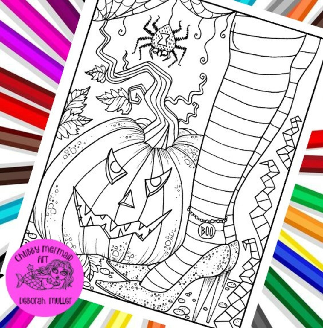 Witchy Feet PDF Coloring Page. Halloween Coloring Fun. Pumpkin, Witch ...