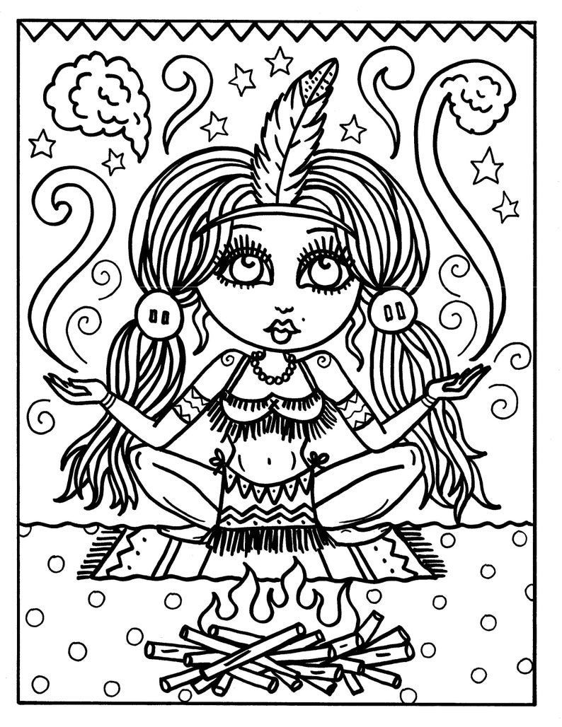 Digital Coloring Book Downloadable Cowgirls and Indians coloring pages, digi stamps, cardmaking, clip art, old west image 6