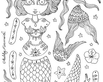 Paper Doll Instant Download Mermaid
