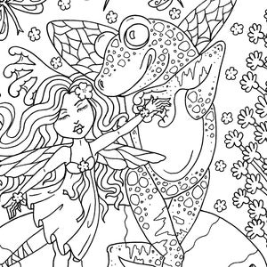 Magic Garden Instant download coloring book. Magical fantasy creatures, fairies and fun image 4