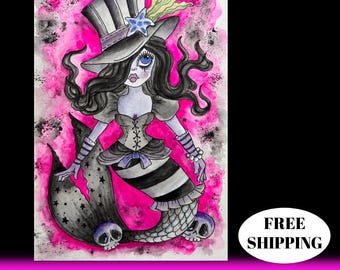 ORIGINAL WATERCOLOR Mirabella. Fantasy art, Mermaid art