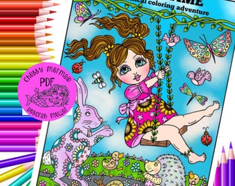 SPRINGTIME A Whimsical Coloring Adventure Digital Download Color Book, adult coloring, PDF, digi, printable