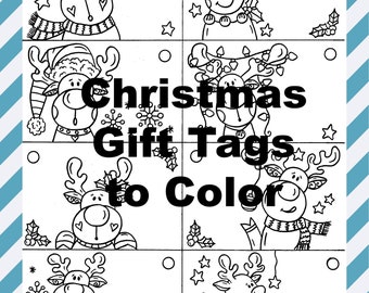 Christmas Reindeer Gift Tags to Color, printable, digital, coloring pages, Christmas coloring, fun color page, decorate, Christmas animals