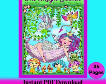 Magic Garden Instant download coloring book. Magical fantasy creatures, fairies and fun!