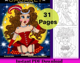 CABARET PDF Coloring book. Fun and whimsical coloring. Hand drawn. 31 pages!