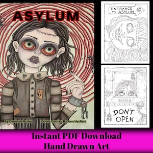 ASYLUM PDF Coloring Book. Creepy fun to color. Halloween coloring.
