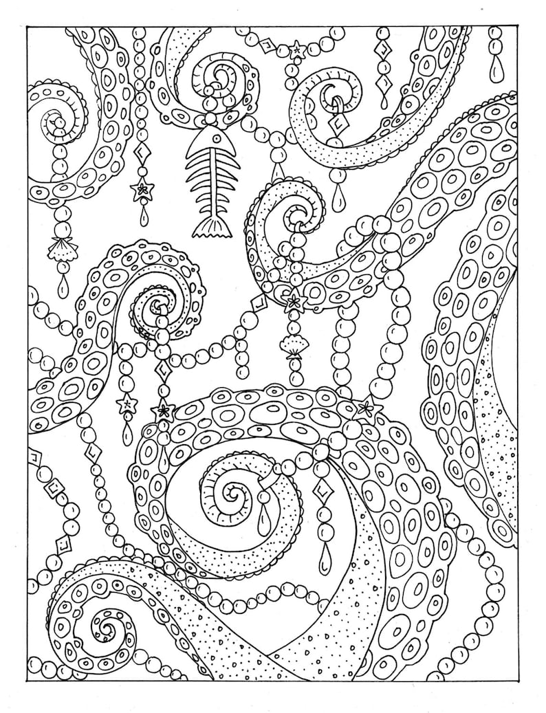 Octopus Tuin Kleurplaat Instant Downloaden De Artiest Digi Etsy