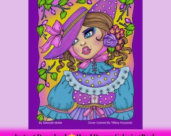 VICTORIAN SPRING pdf Coloring Book. Beautiful women. Hand-drawn art.  No AI