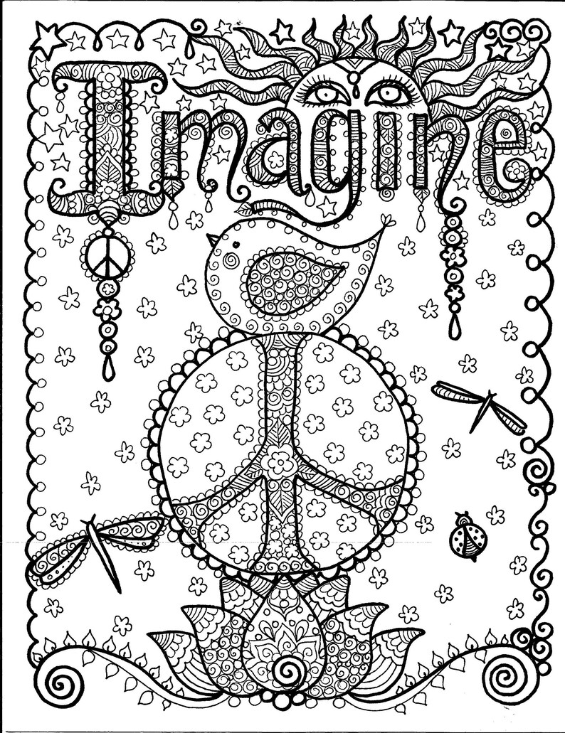 5 Pages Inspiring Coloring pages mantras/yoga/peace/om/Adult | Etsy
