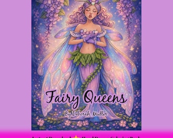 FAIRY QUEENS pdf Coloring Book. Fairies who are royalty. Hand-drawn art.  No AI