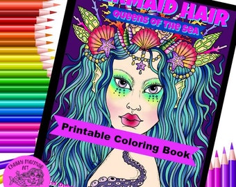 Mermaid Hair Queens of the Sea Digital Coloring mermaid, sirens, digi stamps, beautiful faces