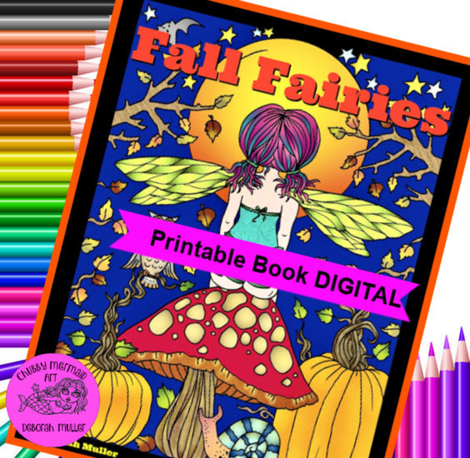 Fall Fairies Digital Coloring Book. Pumpkins Pumpkin Spice | Etsy