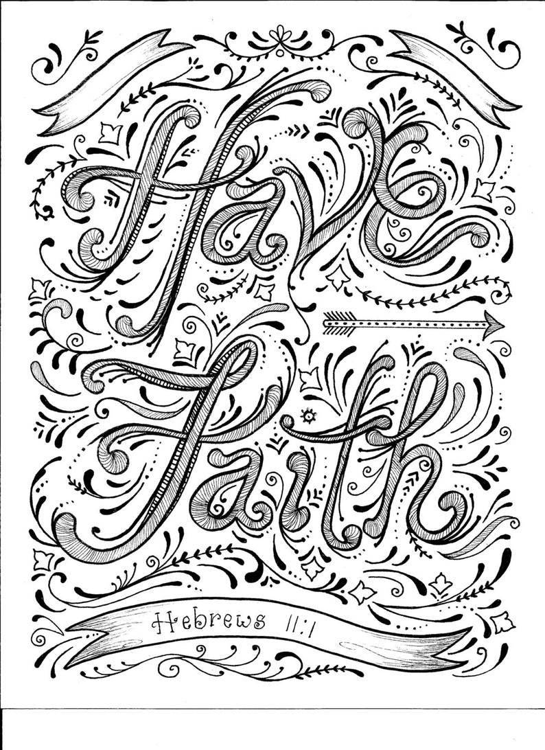 Instant Download Faith Coloring Page | Etsy