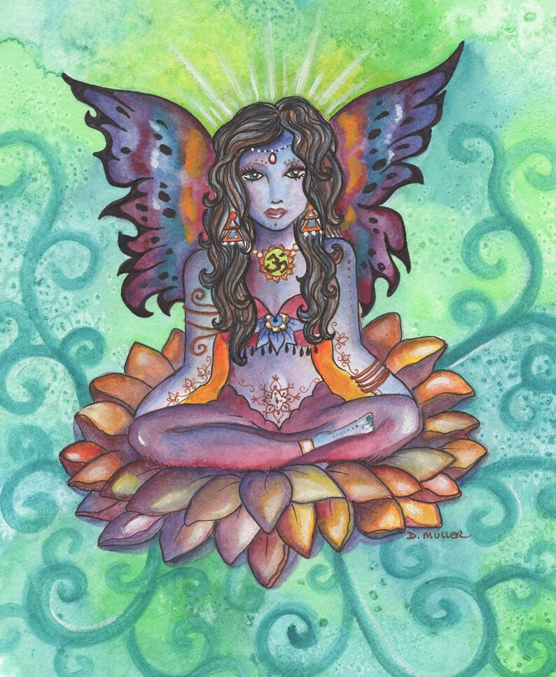 Lotus Fairy Art to Print fairies zen OM digital art Etsy