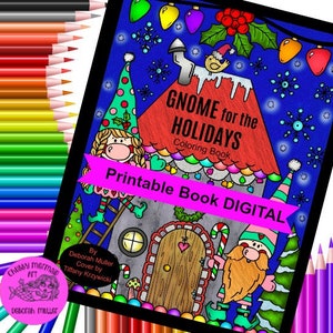 GNOME Christmas Coloring Book Digital, printable cute gnomes ready for the holidays! Winter coloring book. Adult coloring