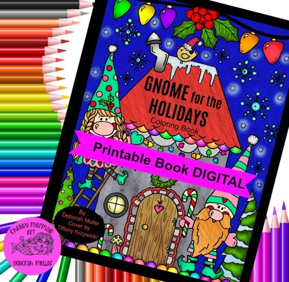 GNOME Christmas Coloring Book Digital Printable Cute Gnomes