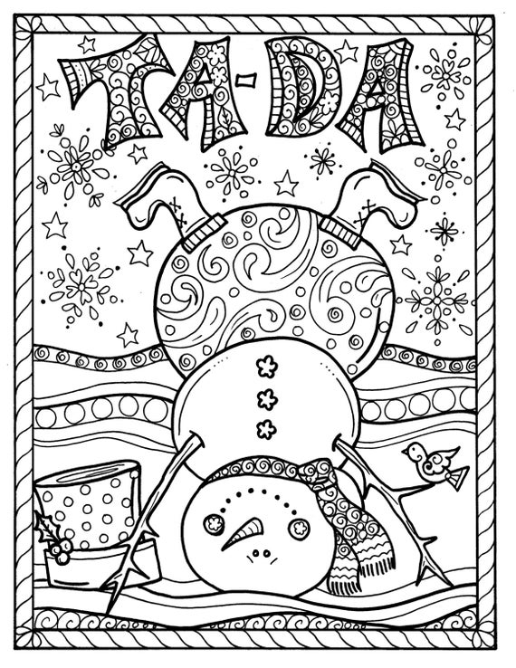 Snowman Christmas Coloring Pages For Adults : Merry Christmas Coloring