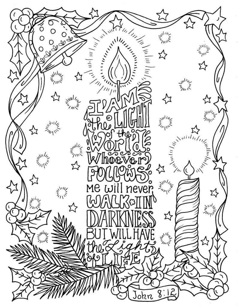 5 Christian Coloring Pages for Christmas Color Book Digital | Etsy