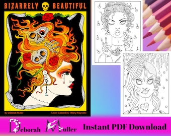 Bizarrly Beautiful Digital download Malbuch. Halloween Malspaß. Erwachsene Färbung.