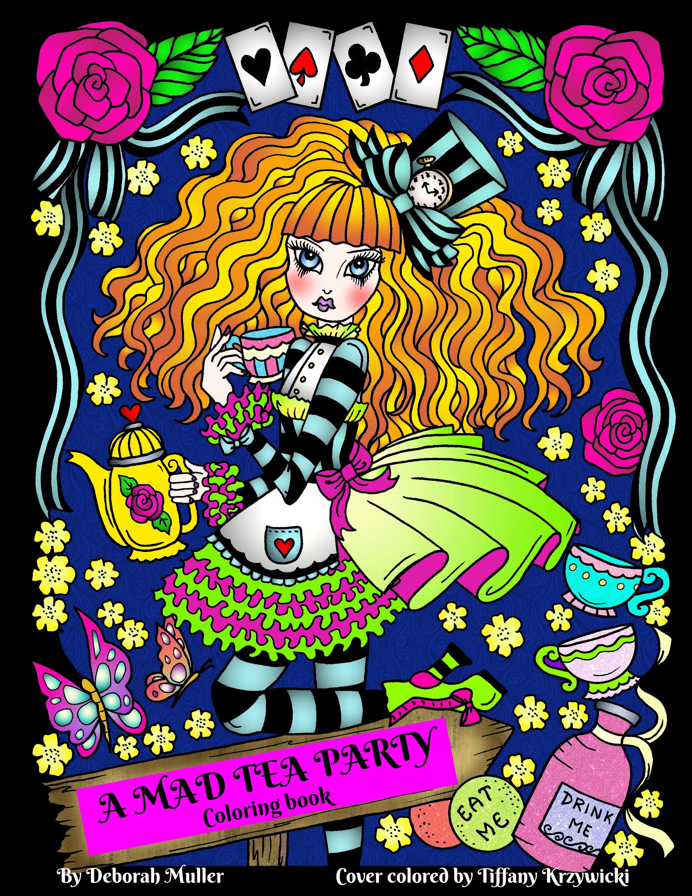 A MAD TEA PARTY Digital Coloring Book Alice in Wonderland Style