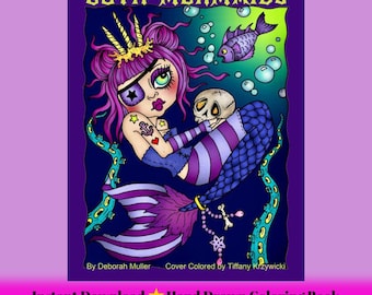 GOTH MERMAIDS pdf Coloring Book. Gossip and High Tea.  Hand-drawn art.  No AI