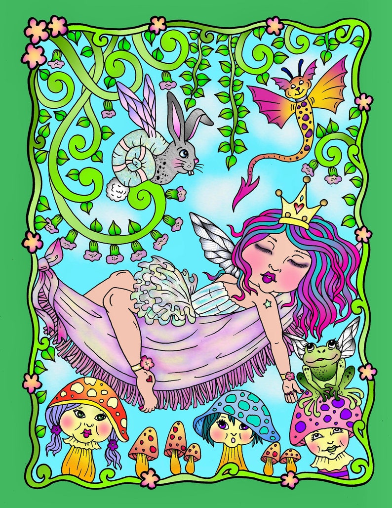 Magic Garden Instant download coloring book. Magical fantasy creatures, fairies and fun image 3