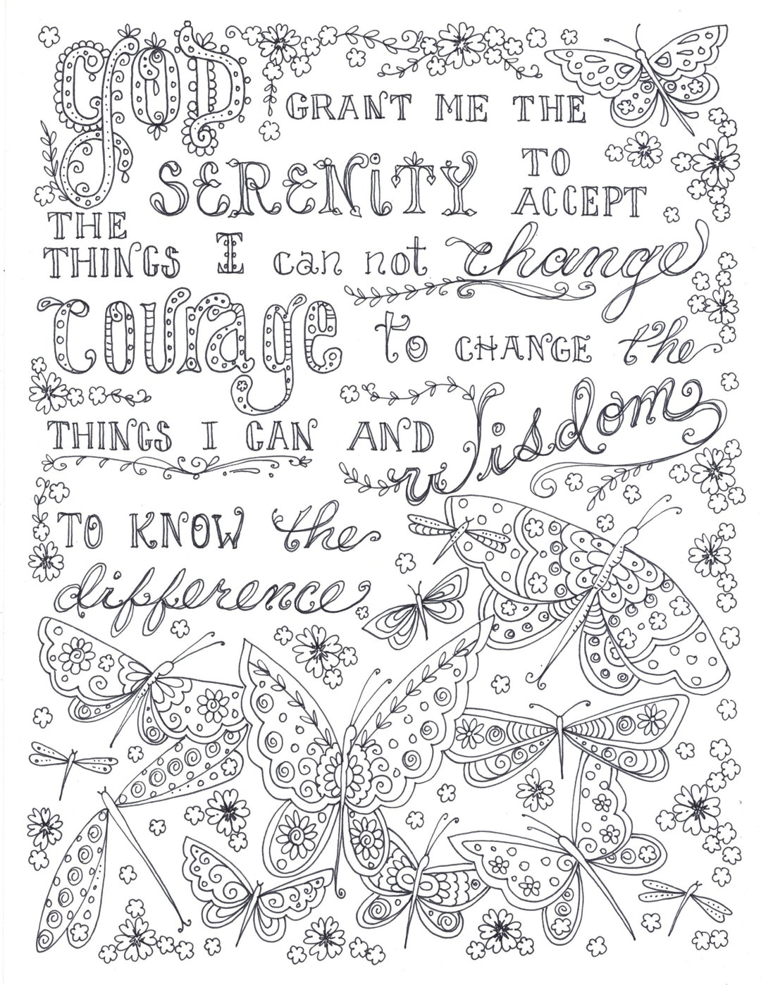 Serenity Prayer, Coloring Page, Digital Download, Coloring, Coloring ...