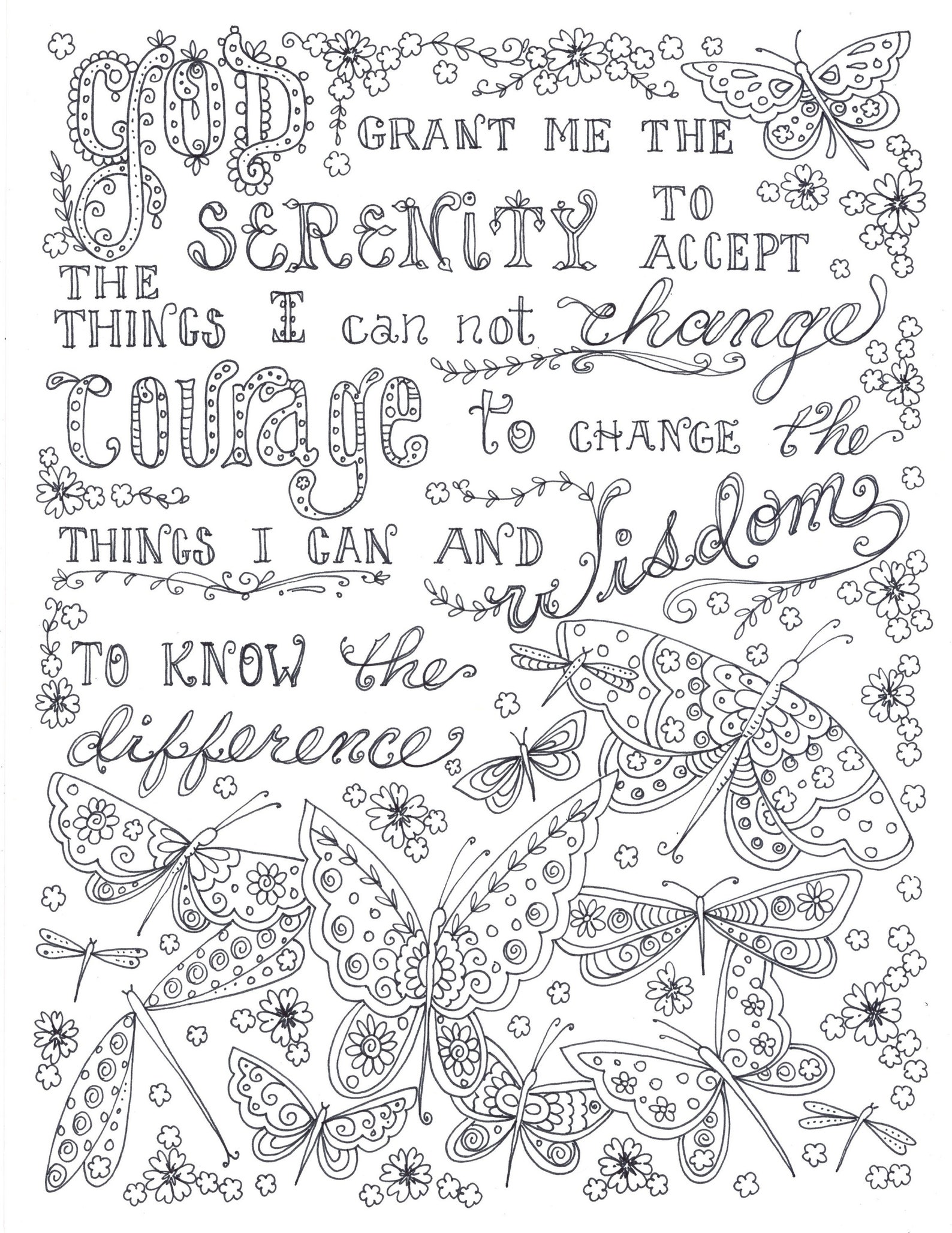 Serenity Prayer Coloring Page Digital Download Coloring Coloring 