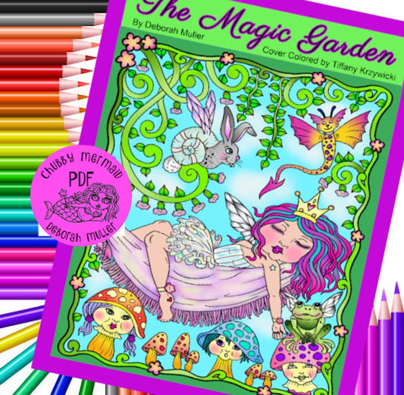 Magic Garden Instant download coloring book. Magical fantasy creatures, fairies and fun image 2