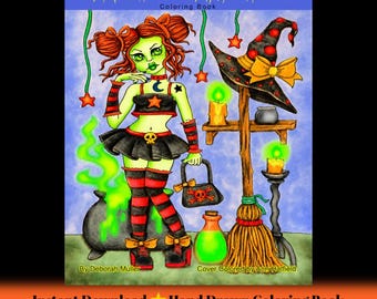 WITCHES' WARDROBE pdf Coloring Book. Witchy fashions. Hand-drawn art.  No AI. Original Art