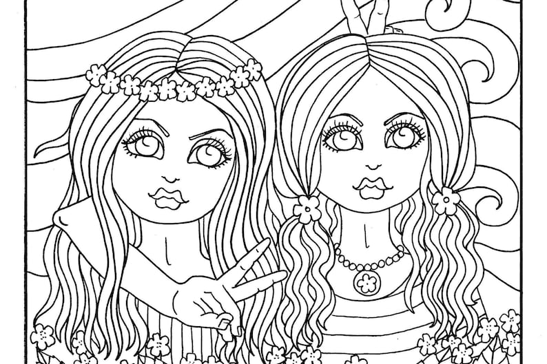 Girlfriends Coloring Book. Instant download digital files. | Etsy