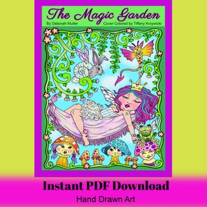 Magic Garden Instant download coloring book. Magical fantasy creatures, fairies and fun image 1