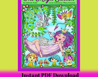 Magic Garden Instant download coloring book. Magical fantasy creatures, fairies and fun!