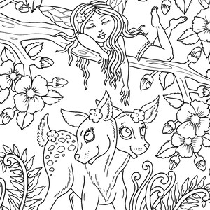 Magic Garden Instant download coloring book. Magical fantasy creatures, fairies and fun image 6